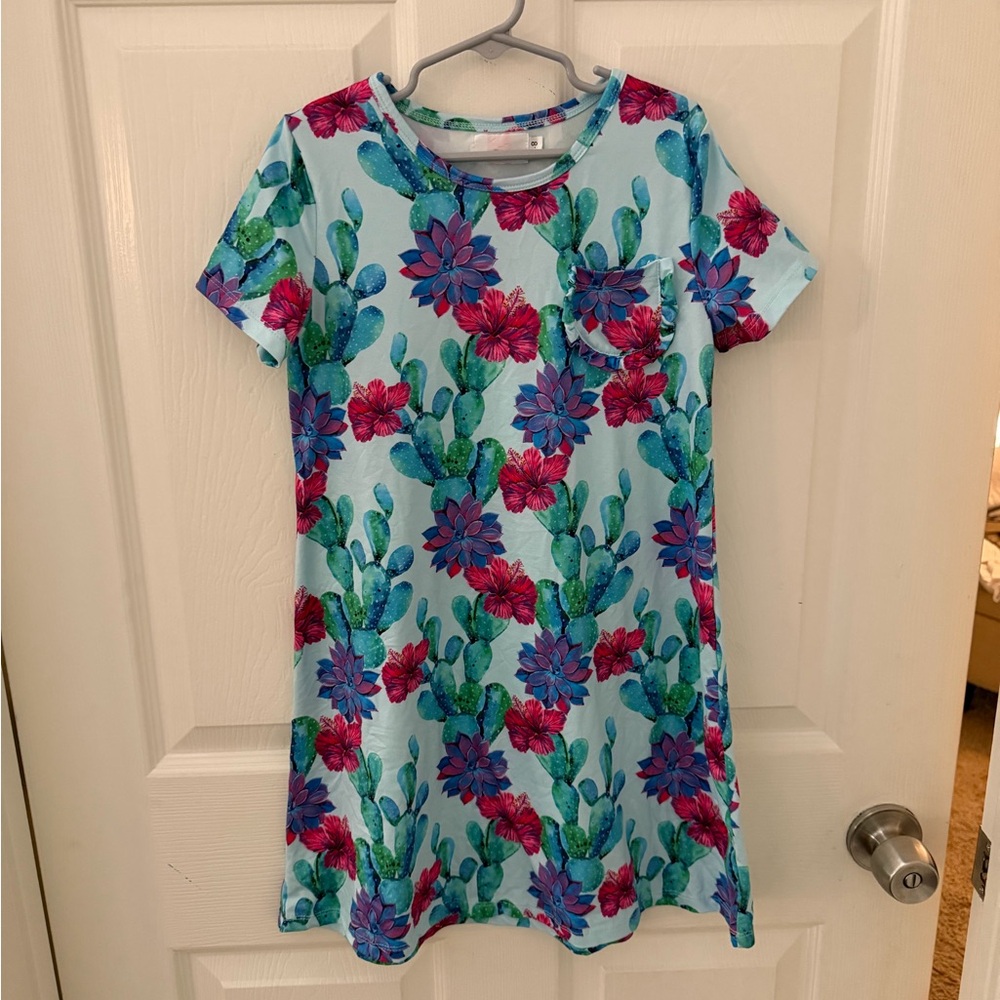Mila & Rose Cactus Kids Dress - Blue and Pink